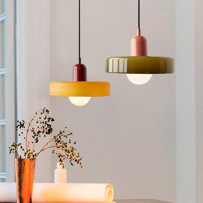 Hanging Lamp of Colored Glass - BauLume-Green-Red-9.8 × 7.1 inches-Nora Luxe
