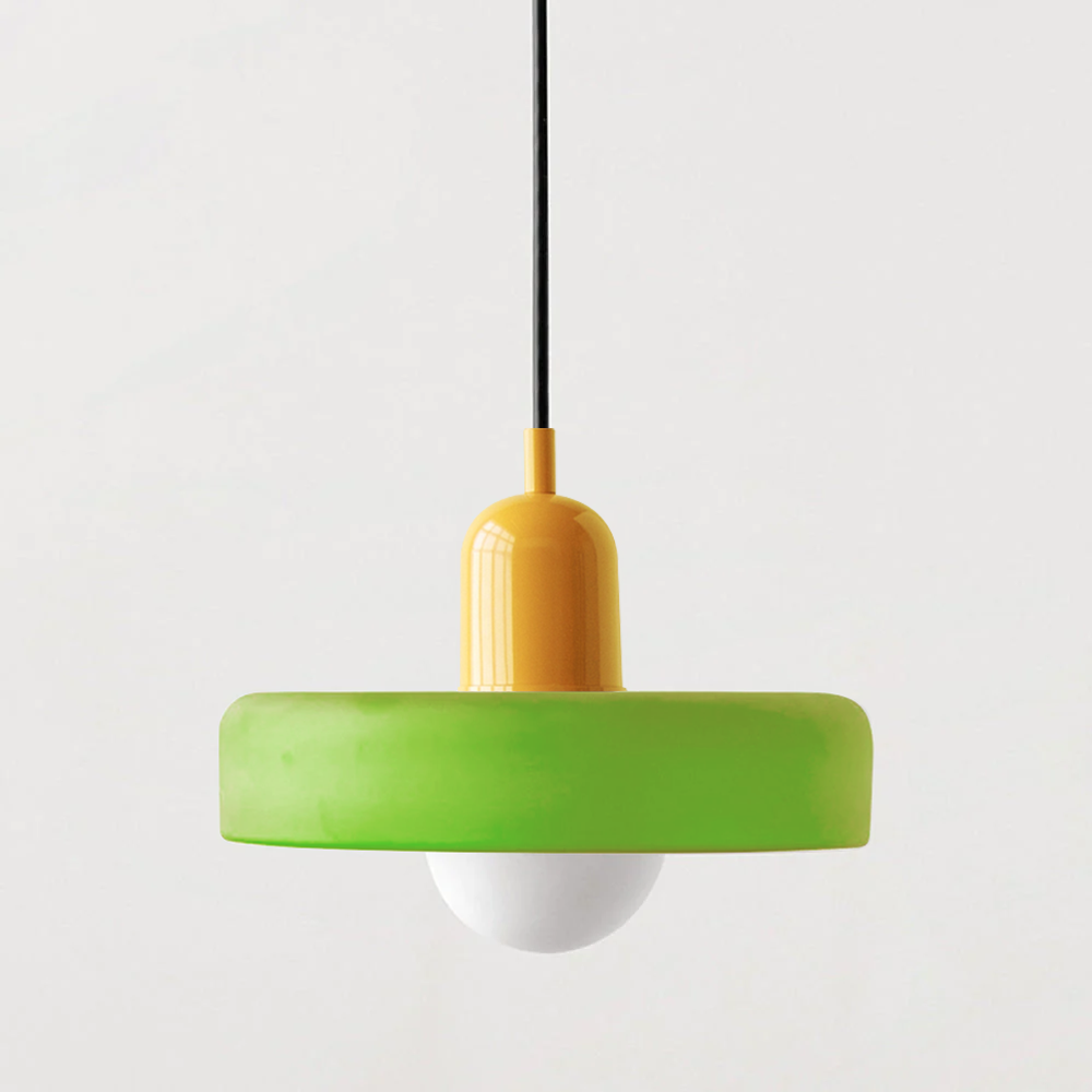 Hanging Lamp of Colored Glass - BauLume-Icy Green-Yellow-9.8 × 7.1 inches-Nora Luxe