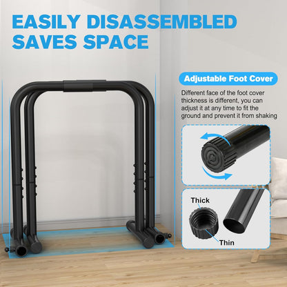 Heavy Dip Station & Push-up Stand for Home Fitness-Black-Nora Luxe