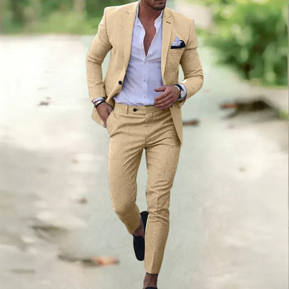 Men's Breathable Summer Suit - 2 Piece Slim Fit Jacket
