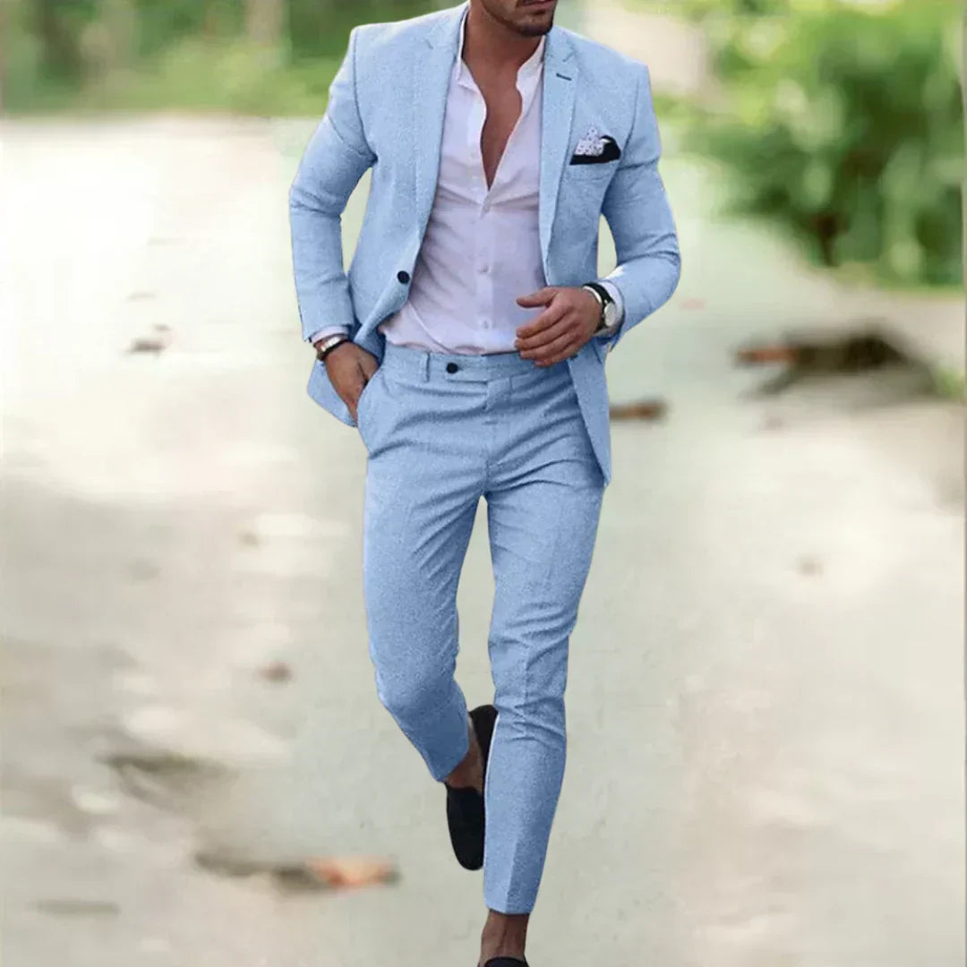 Men's Breathable Summer Suit - 2 Piece Slim Fit Jacket