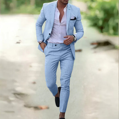 Men's Breathable Summer Suit - 2 Piece Slim Fit Jacket