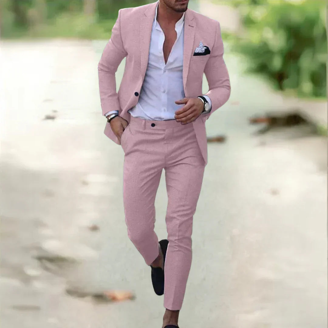 Men's Breathable Summer Suit - 2 Piece Slim Fit Jacket