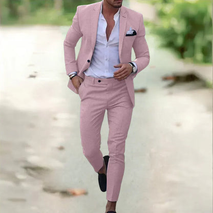 Men's Breathable Summer Suit - 2 Piece Slim Fit Jacket