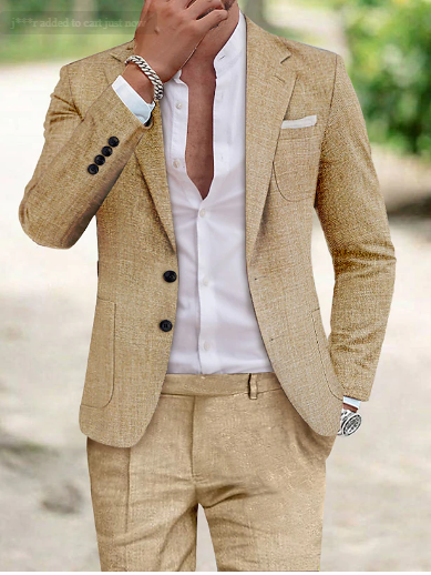Cool Men's Linen Slim Fit Summer Suit Set