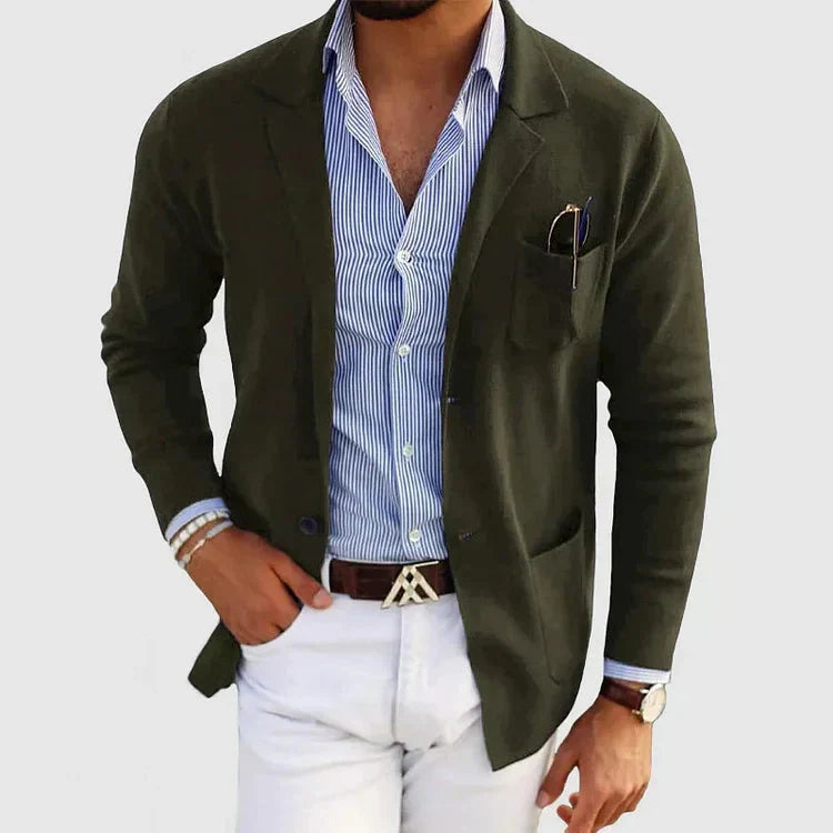Slim Fit Men's Blazer with Classic Button Pockets