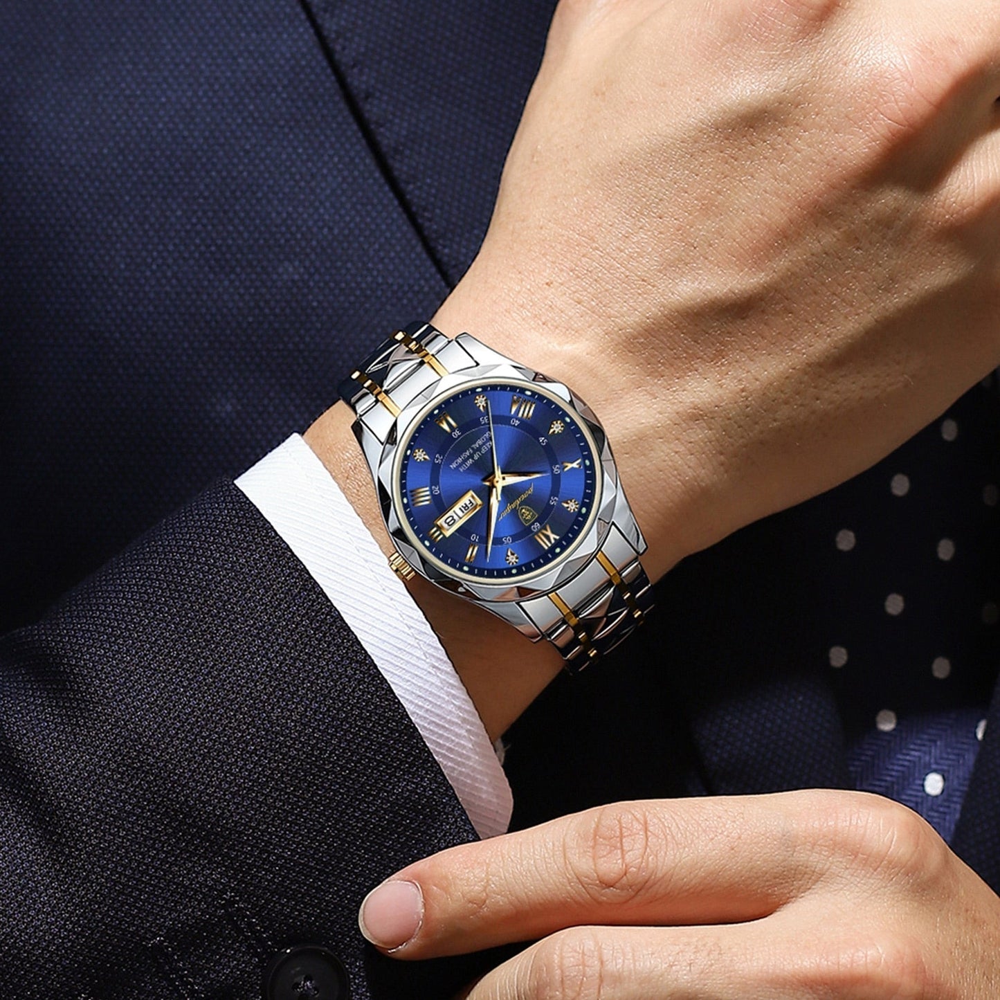 Men's Silver Tone Luminescent Watch