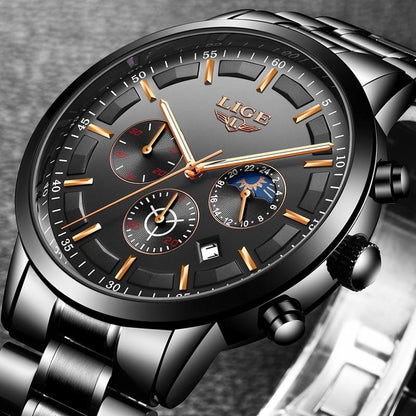 Tough Black Quartz Military Watch - Water Resistant Timepiece