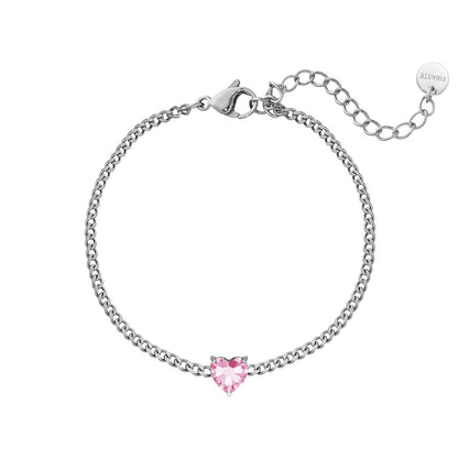 Sparkling Gemstone Heart Charm Bracelet