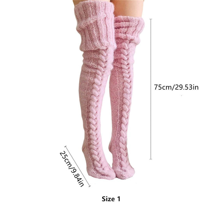 High Knitted Wool Ladies Socks - WarmWool-Gray-Nora Luxe
