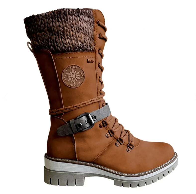 High Women's Boots with Orthopedic Sole - Amelia-Brown-3.0-Nora Luxe