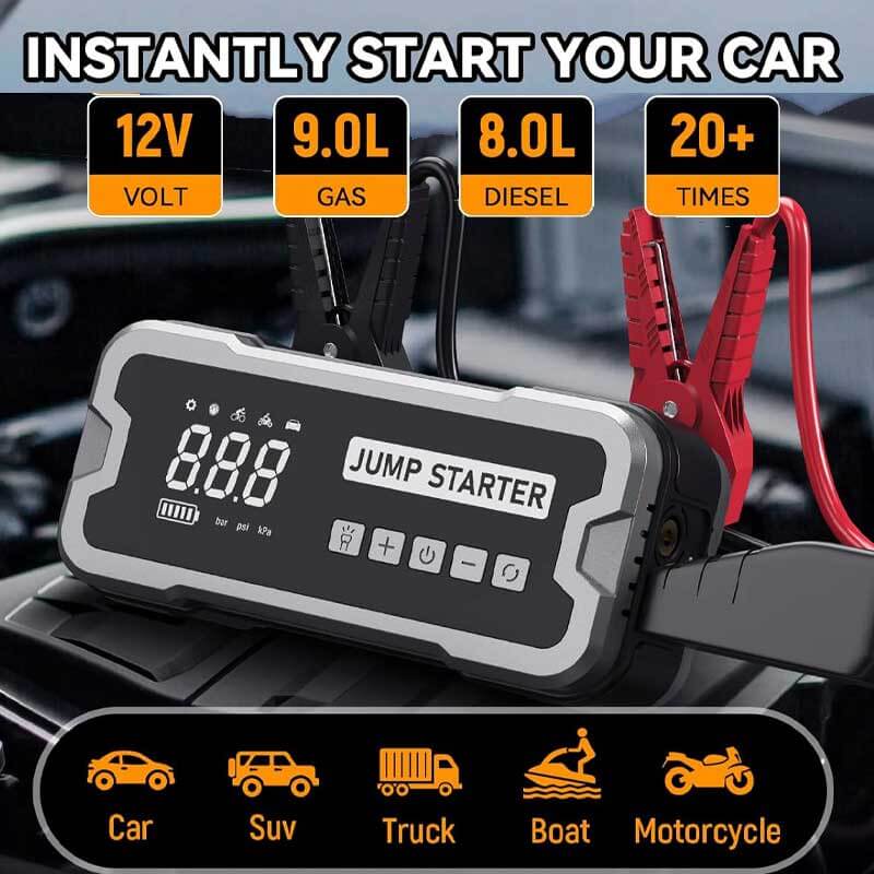 Compact 4-in-1 Car Jump Starter with Air Compressor