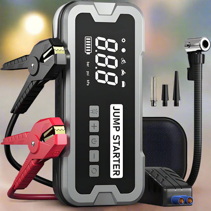 Compact 4-in-1 Car Jump Starter with Air Compressor - Pexav