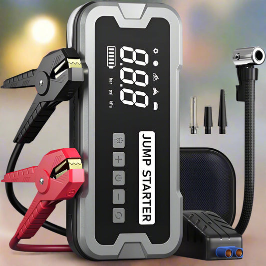 Compact 4-in-1 Car Jump Starter with Air Compressor - Pexav