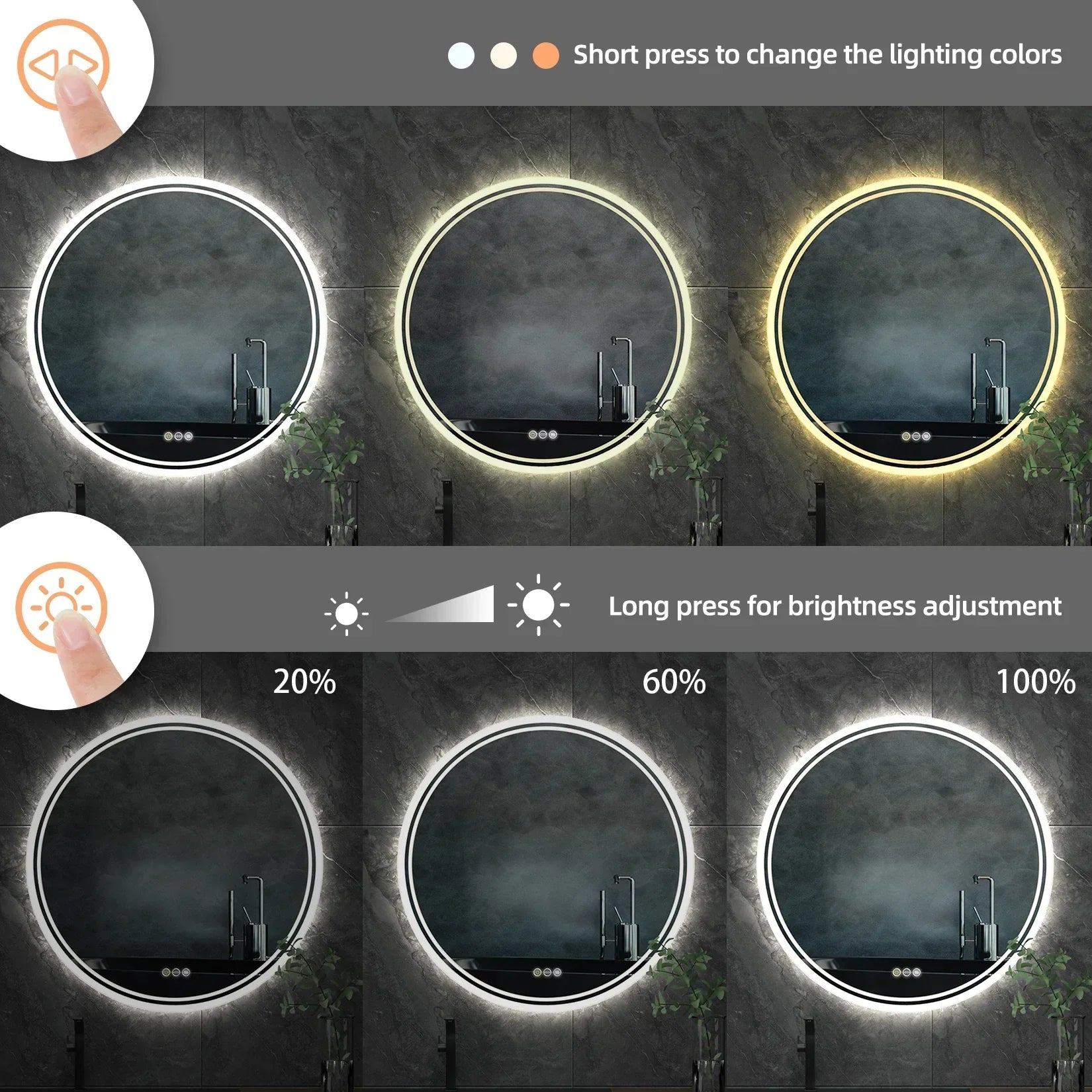 Illuminated Round Bathroom Mirror - LumiMirror-23.62 in-Nora Luxe