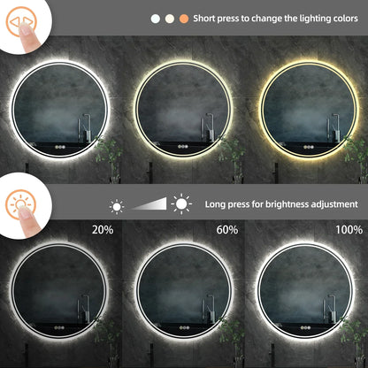 Illuminated Round Bathroom Mirror - LumiMirror-23.62 in-Nora Luxe