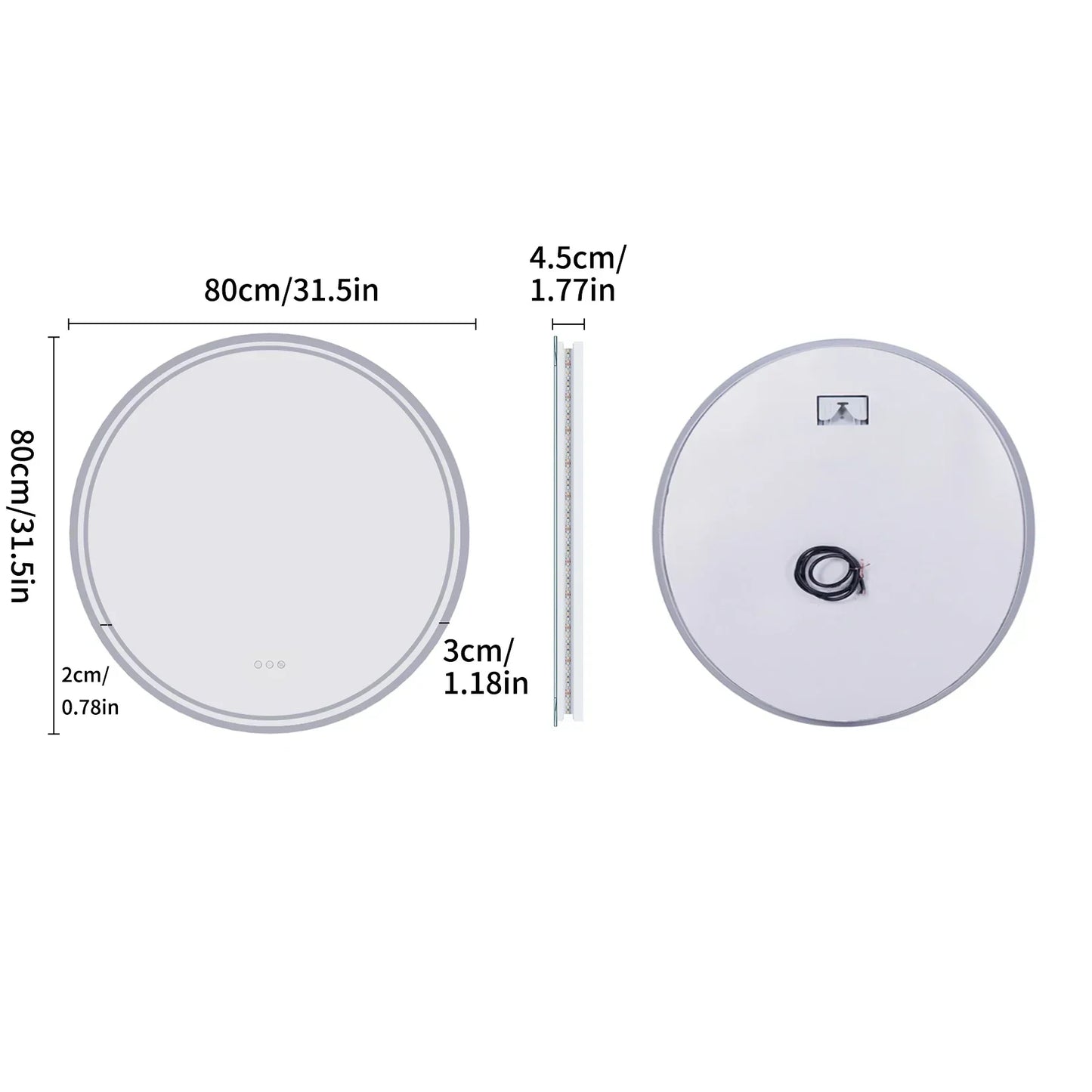 Illuminated Round Bathroom Mirror - LumiMirror-23.62 in-Nora Luxe