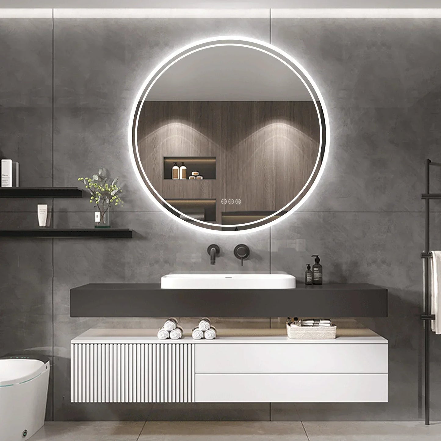 Bright Circular LED Bathroom Mirror - Pexav