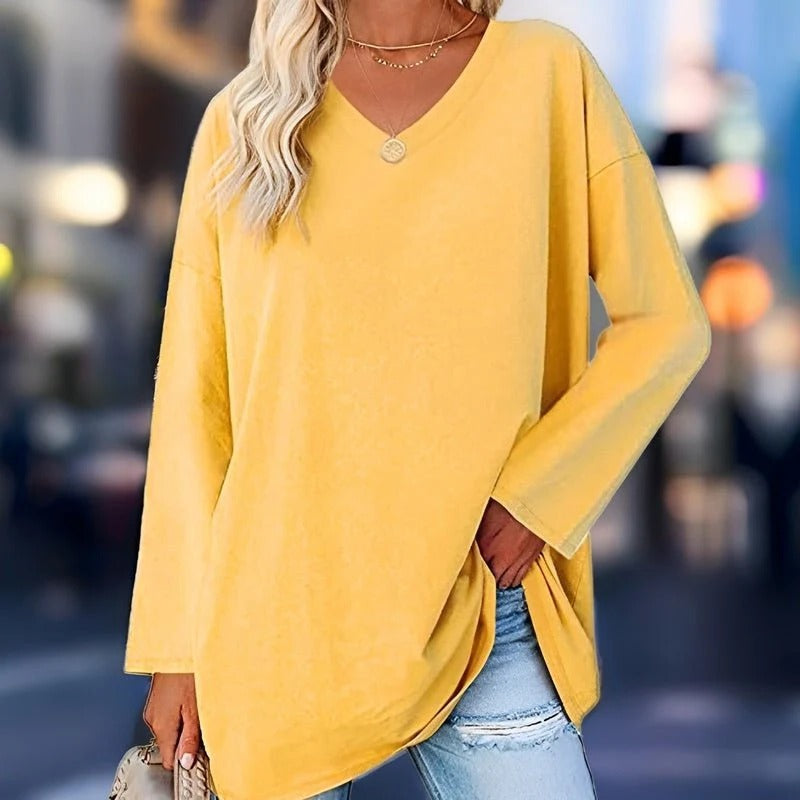 Comfy V-Neck Long Sleeve Casual Shirt - Pexav