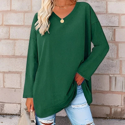 Comfy V-Neck Long Sleeve Casual Shirt