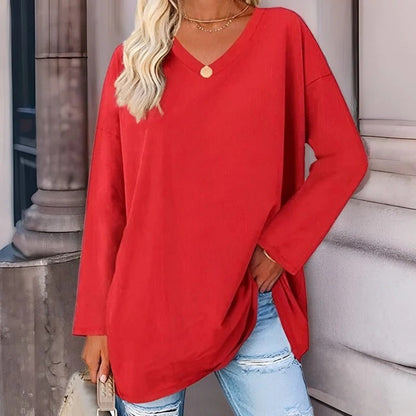 Comfy V-Neck Long Sleeve Casual Shirt