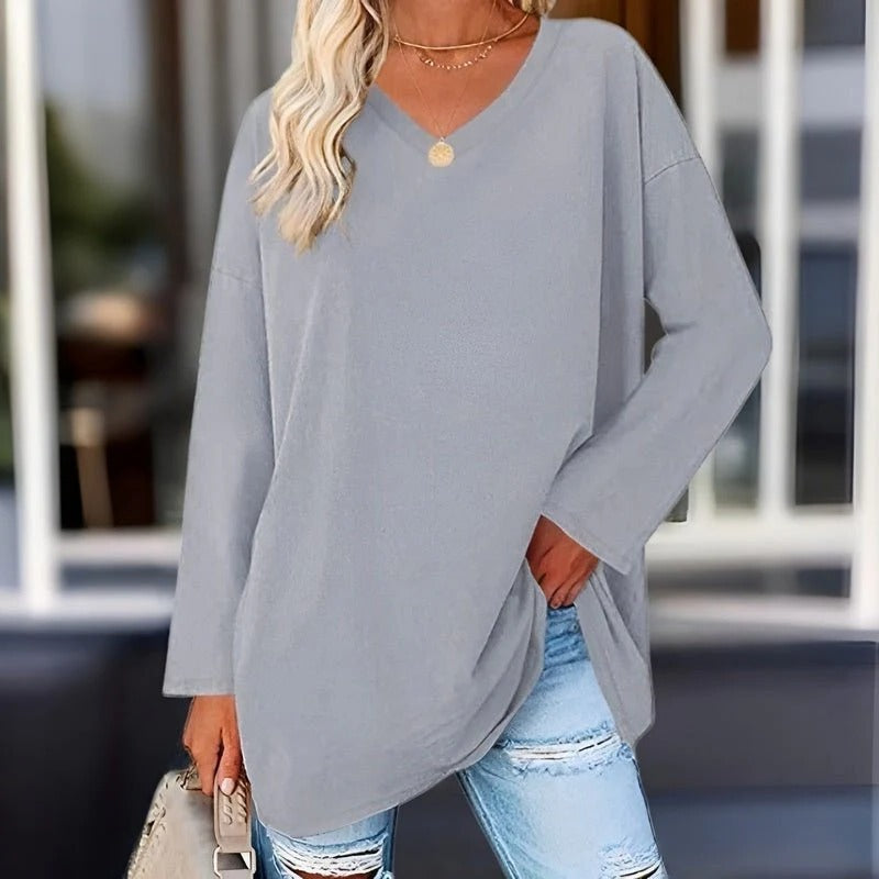 Comfy V-Neck Long Sleeve Casual Shirt
