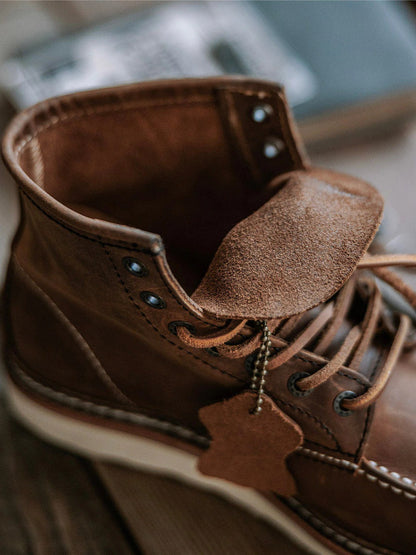 Premium Leather Lace Up Work Boots for Men