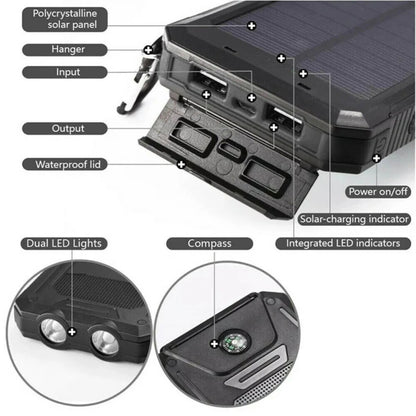 Waterproof Portable Solar Power Bank Charger
