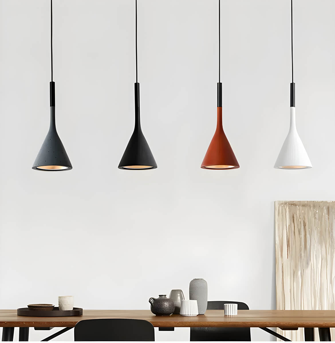 Sleek Black Pendant Lamp in Simple Cone Shape - Pexav