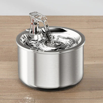 Automatic Pet Water Fountain with Filter - Modern Stainless Steel