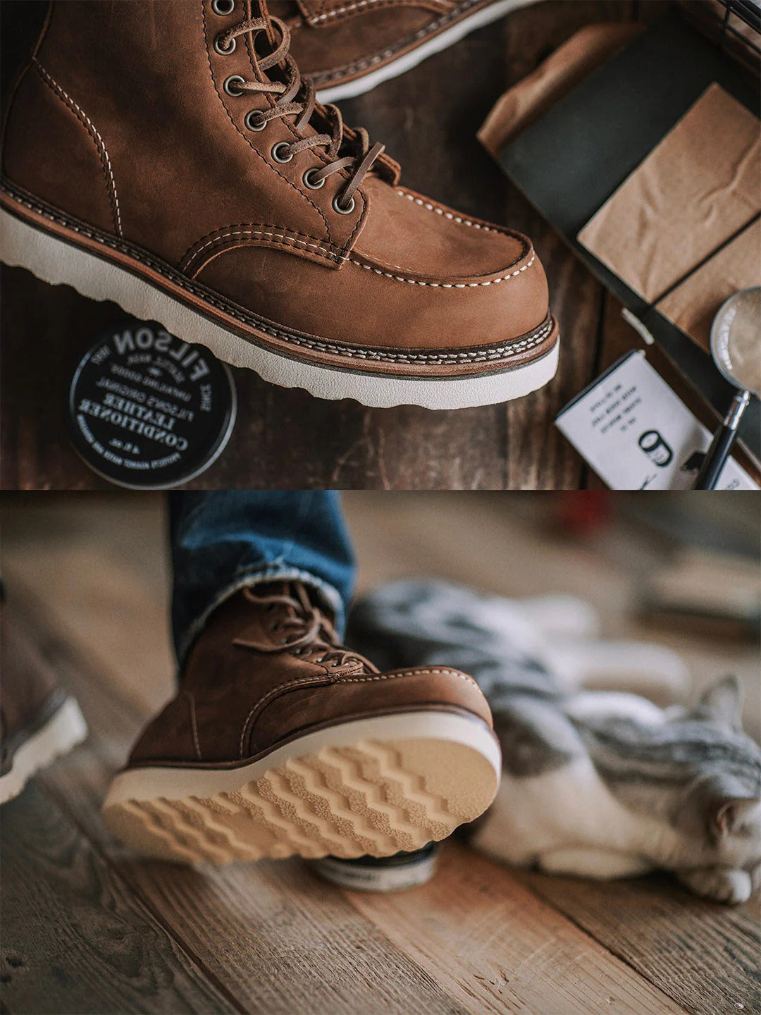 Premium Leather Lace Up Work Boots for Men