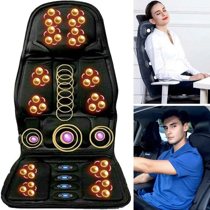 Therapeutic Massage Seat Pad With Heat Neck Support Cushion - Pexav