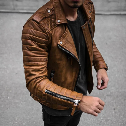Premium Genuine Leather Mens Biker Jacket