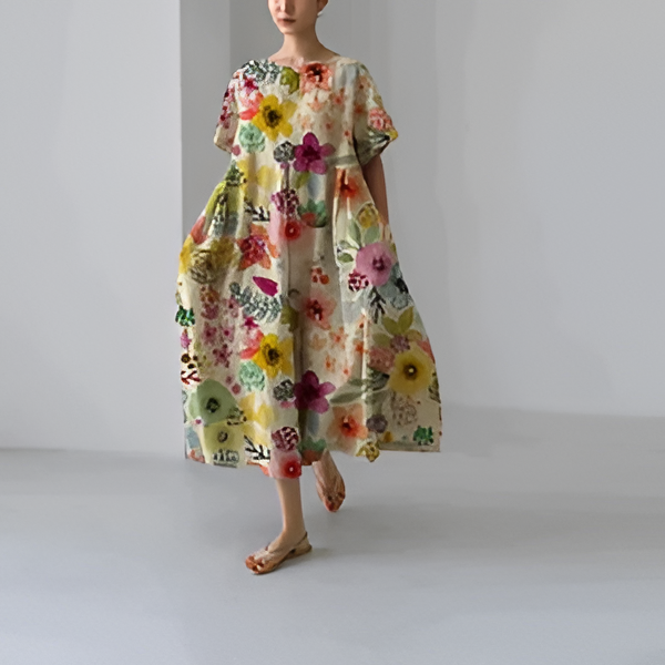 Stylish Floral Print Summer Dress