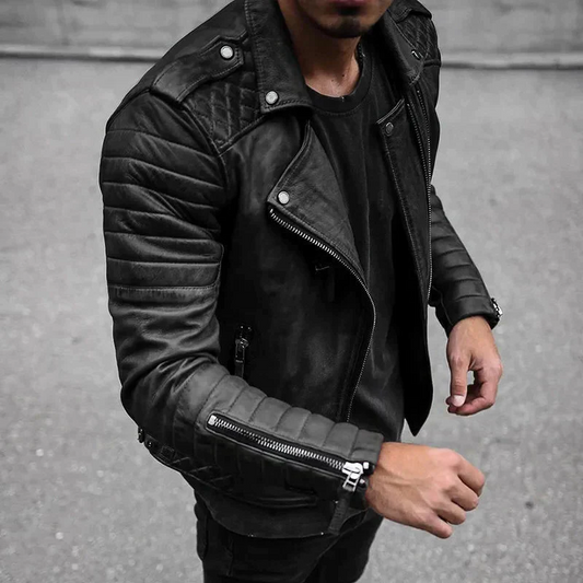 Premium Genuine Leather Mens Biker Jacket - Pexav