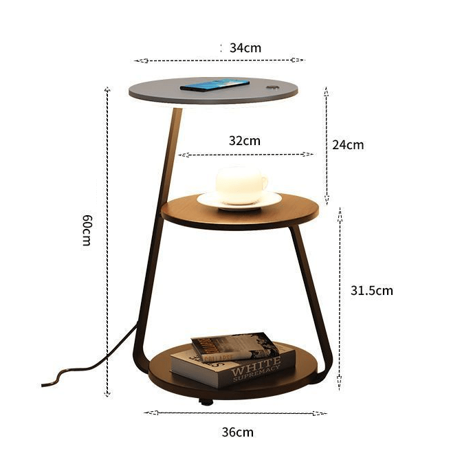 Compact 2-Tier Side Table Lamp
