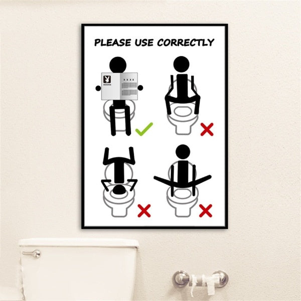 Humorous Bath Wall Warning Sign Art - Pexav