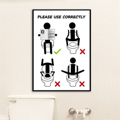 Humorous Bath Wall Warning Sign Art - Pexav