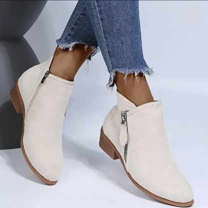 Comfortable Women's Leather Ankle Boots - Pexav