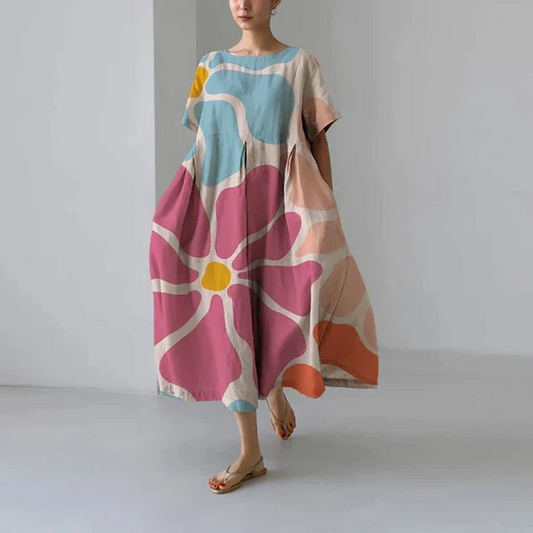 Stylish Floral Print Summer Dress - Pexav