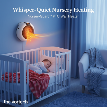 Quiet Baby Room Space Heater with 12 Hour Timer