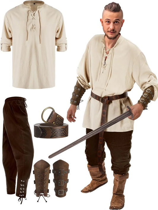 Authentic 4 Piece Pirate Mens Costume - Pexav