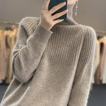 Soft Women's Turtleneck Cashmere Knit Sweater