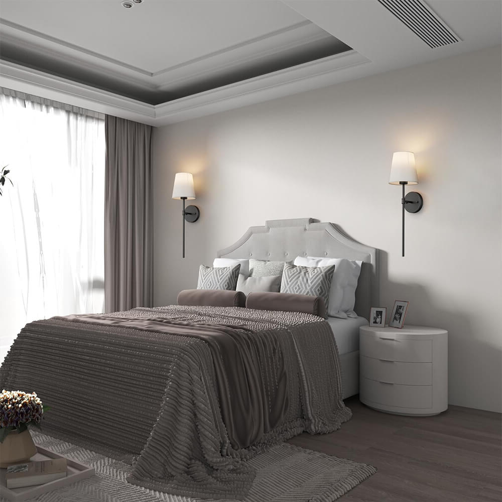 Soft Fabric Plug-in Wall Lamp Set with Free Bulbs
