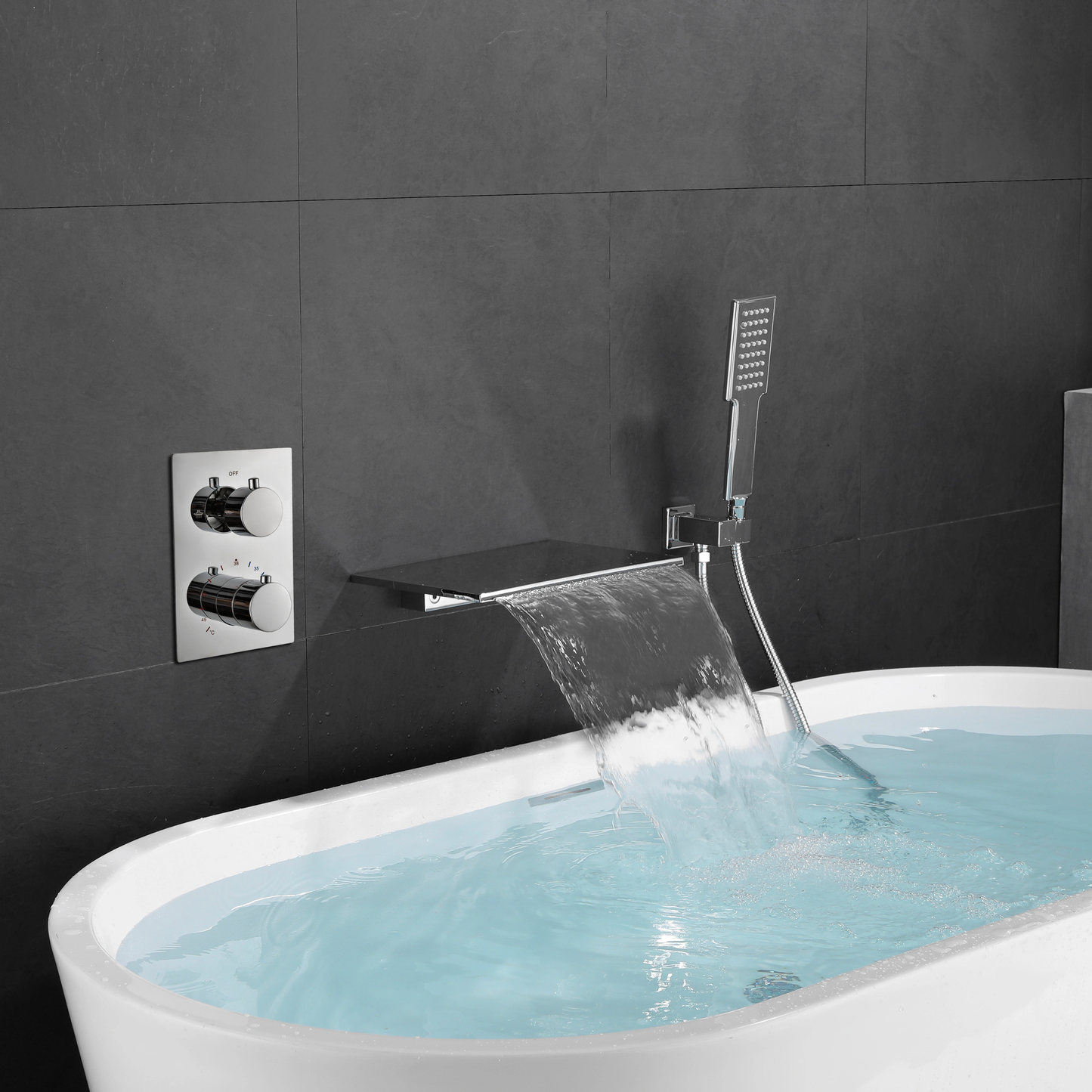 Embedded Waterfall Tub Faucet Set
