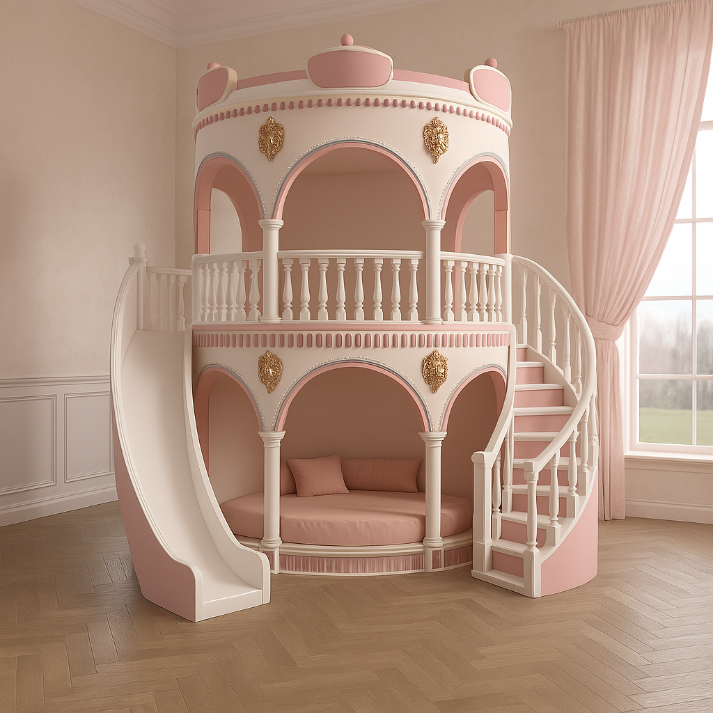 Fun Playful Kids Bunk Bed with Slide - Pexav