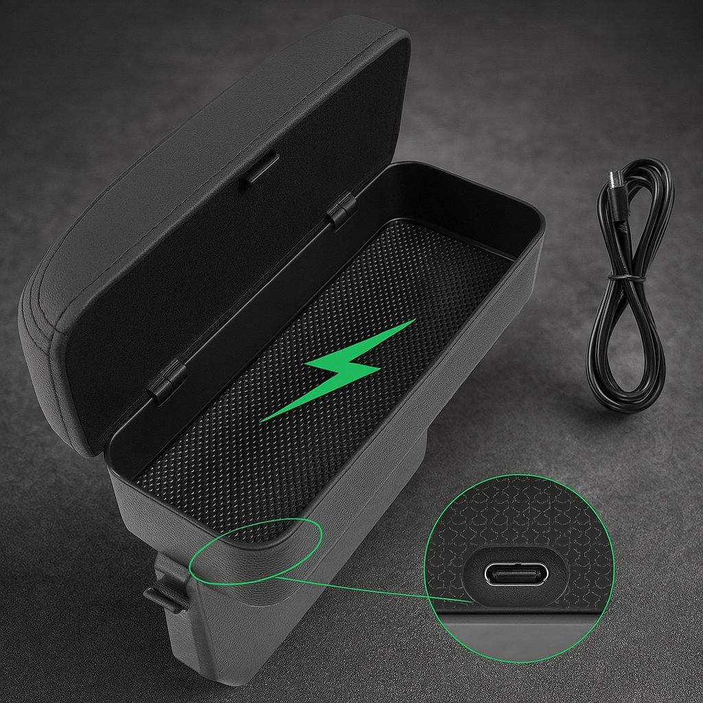 Car Seat Gap Storage with Fast Wireless Charging - Pexav