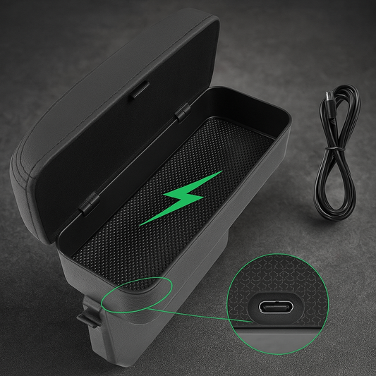 Car Seat Gap Storage with Fast Wireless Charging - Pexav