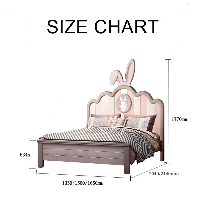 Cute Bunny Solid Wood Child Bed