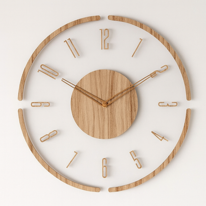 Rustic Wooden Wall Clock with Glass Face - Pexav